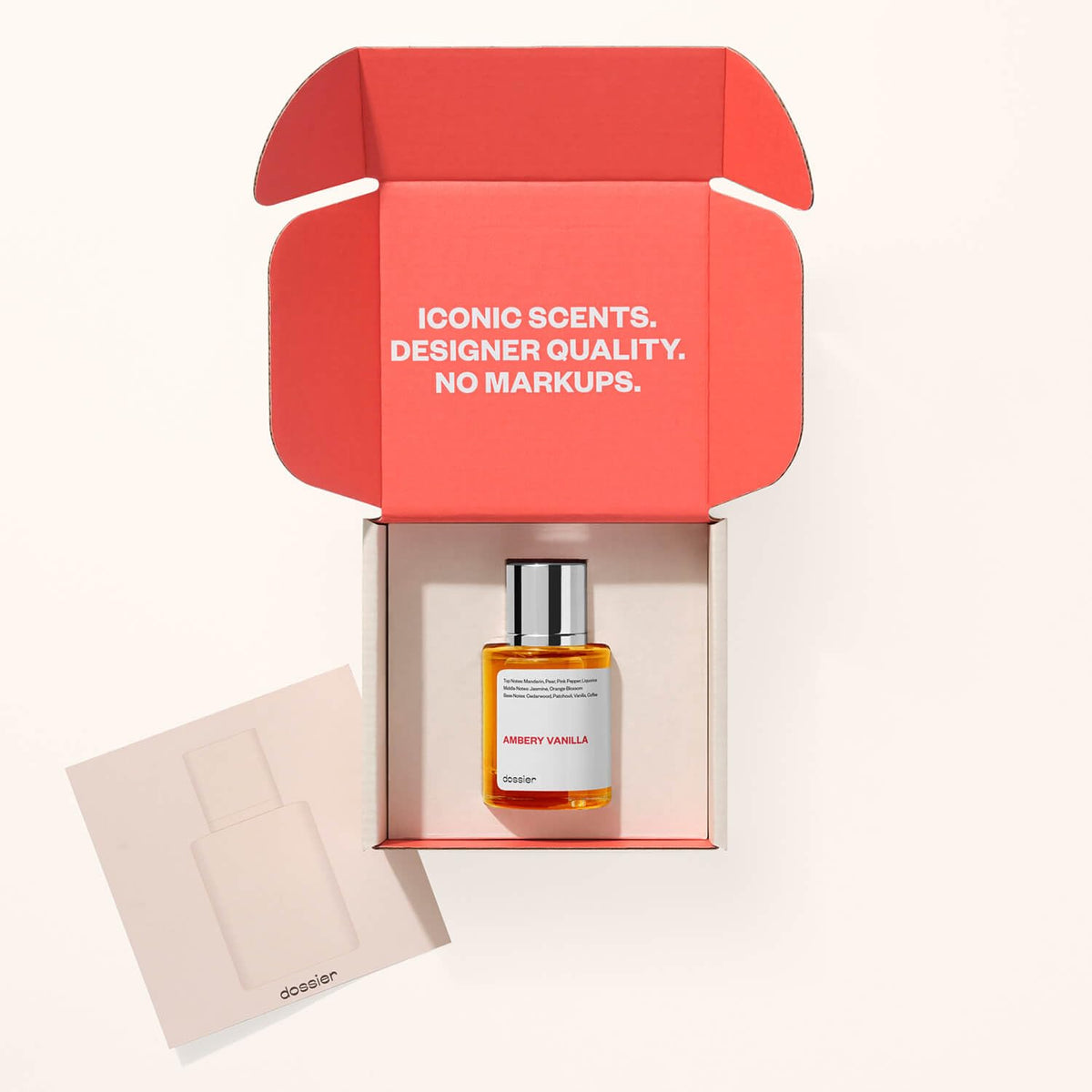 Dossier - Ambery Vanilla 1.7Oz (50ml) - Eau de Parfum - Inspired by Y S.L's B.lack O.pium - Long-lasting Fragrance - Feminine - Cart Shape