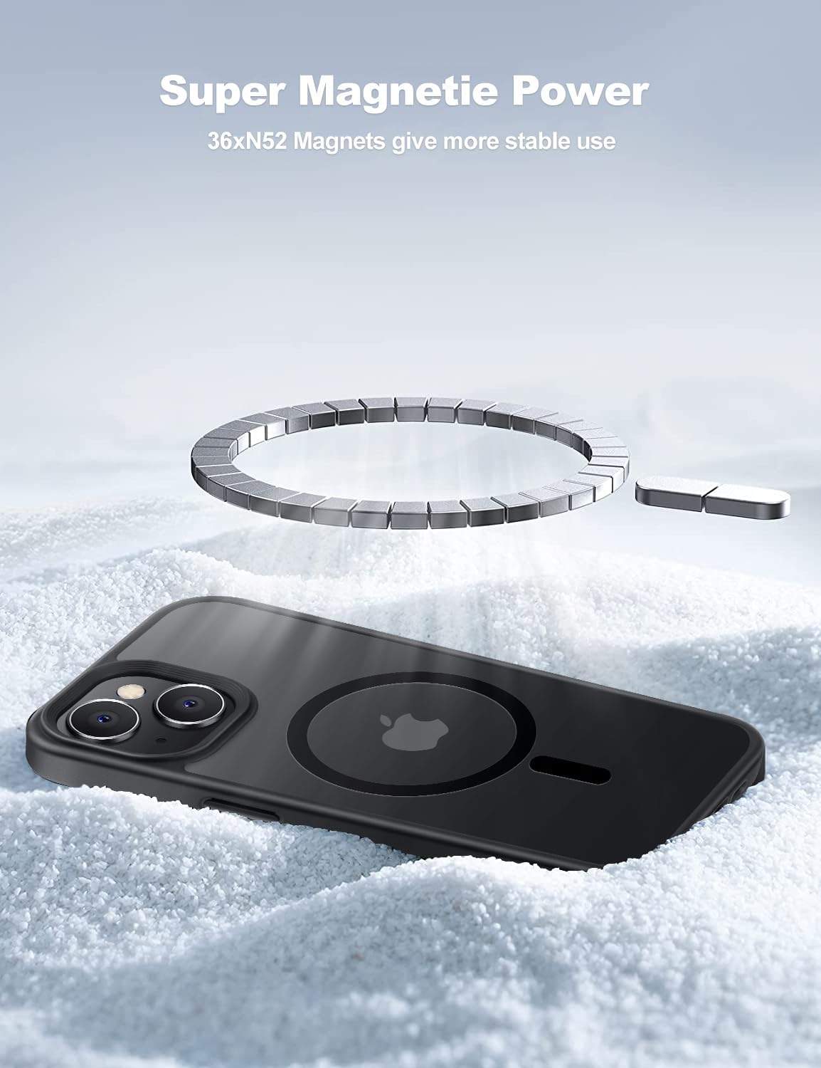 Tigowos Magnetic for iPhone 15 Case Drop Resistant Matte Skin Feeling Back Cover Shockproof Slim Fit for iPhone 15 Phone Case,Matte Black