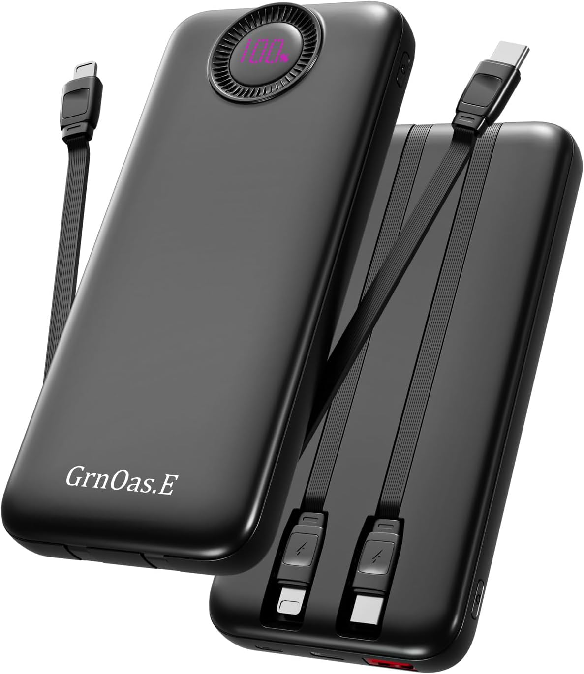 Power Bank,10000mAh 22.5W Max Portable Charger Built in Cables,4 Outputs 2 Inputs External Phone Powerbank,5V/3A Fast Charging Travel Charger for iPhone Android iPad,(Pearl Black)