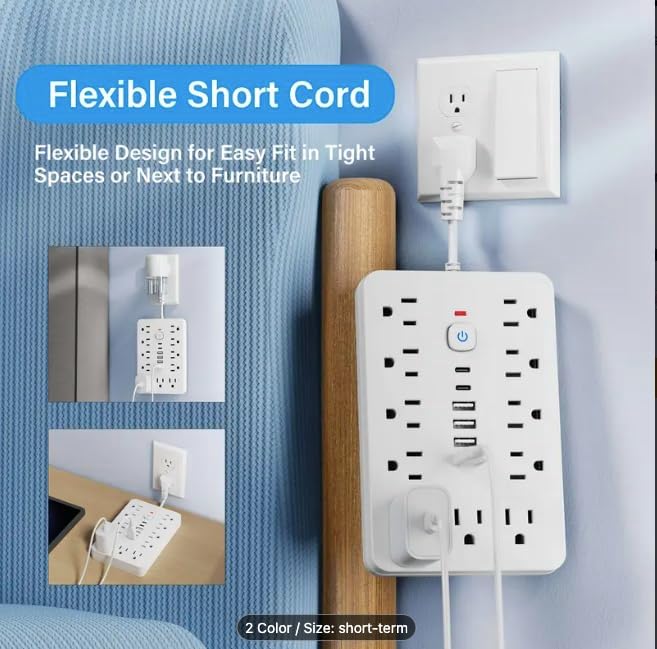 Versatile 17-in-1 Power Hub with Surge Protection - Includes 11 AC Outlets, 4 USB Ports & 2 Type-C