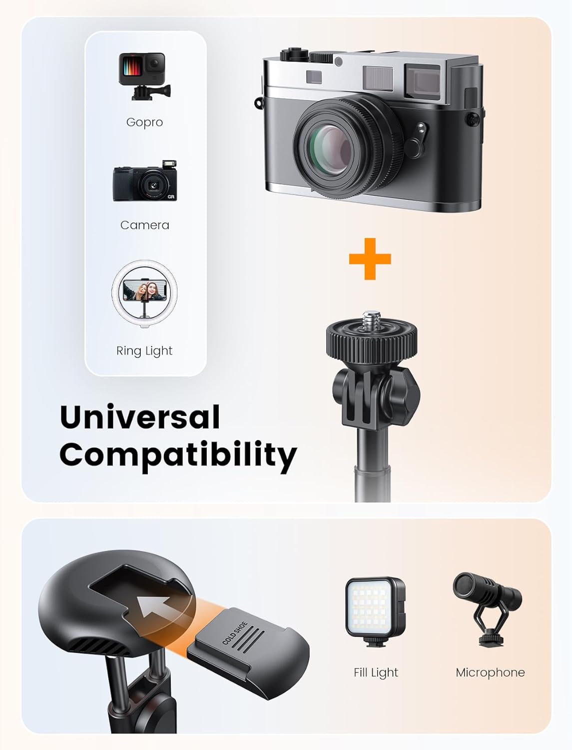 71" Phone Tripod, NT79 Extendable Selfie Stick with 1/4" Camera Mount for Cell Phone&Camera, Phone Tripod Stand Holder with Remote Compatible with iPhone Android, Camera
