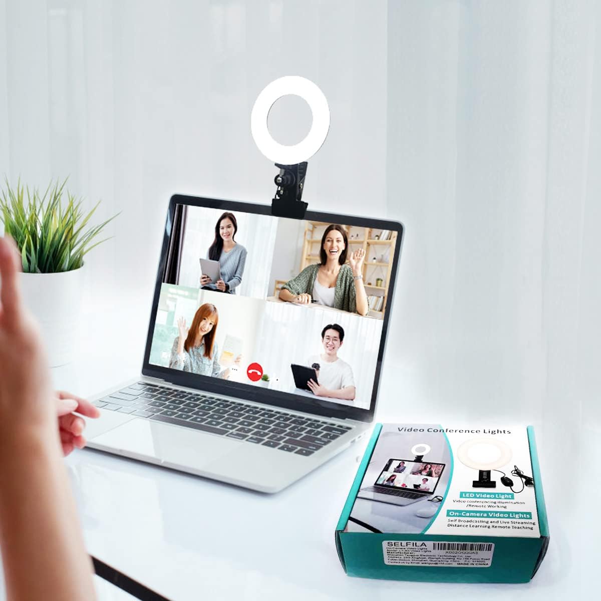 LED Ring Light Video Conference Lighting Kit, Dimmable 3200K–6500K Clip-On Light for Laptop, Phone & Monitor (Black)