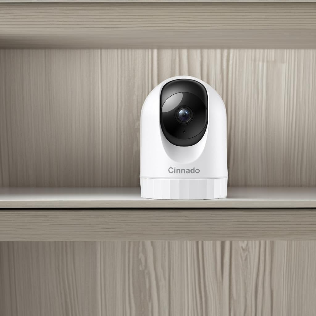 Cinnado Security Camera Indoor-2K 360° WiFi Cameras for Home Security,Pet/Dog/Baby Camera with Phone app, 2-Way Audio, Night Vision, 24/7 SD Card Storage, Works with Alexa & Google Home (2.4Ghz)-D1