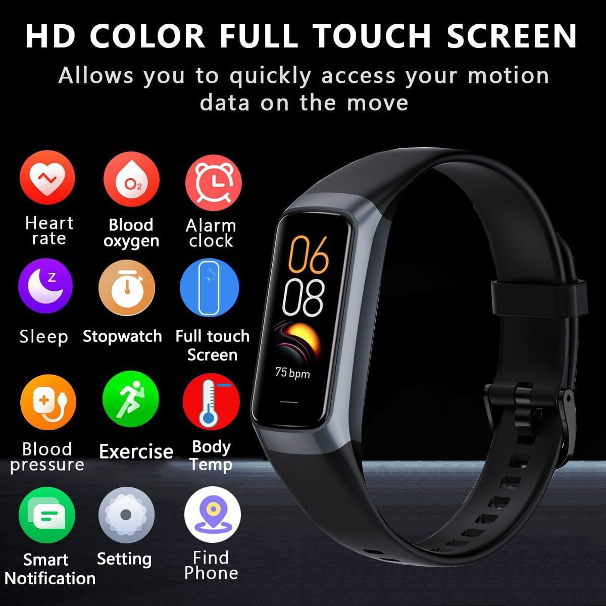 Fitness Tracker Smart Watch – Heart Rate, Blood Oxygen, Sleep Monitor, 20+ Sports Modes, Activity & Step Tracker for Android/iOS