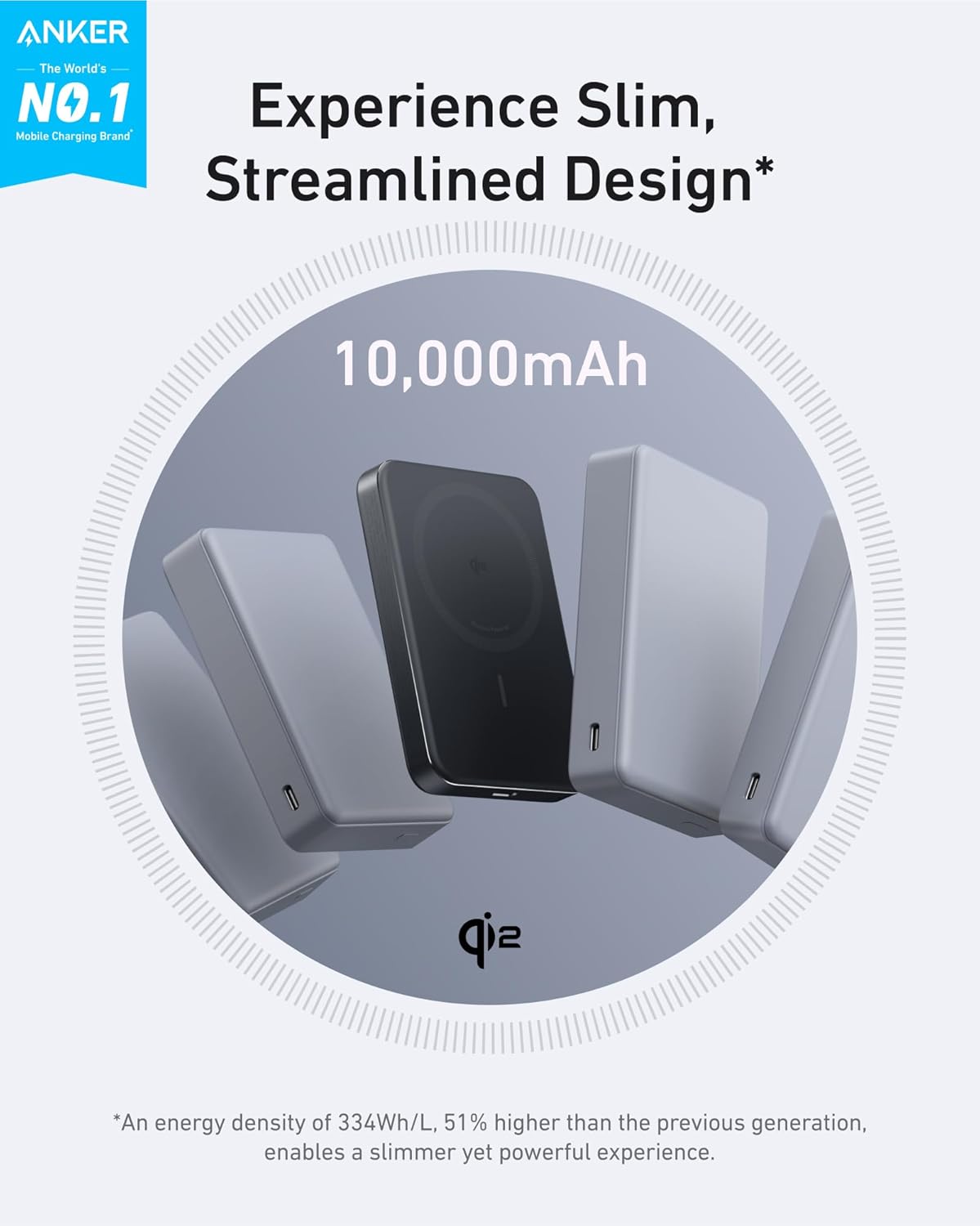 Anker MagGo Power Bank, Ultra-Slim 10,000mAh Magnetic Battery Pack, Qi2 Certified 15W Ultra-Fast MagSafe Compatible Portable Charger, Ergonomic Design, for iPhone17/16/15/14 Series Only(Not for Pixel)