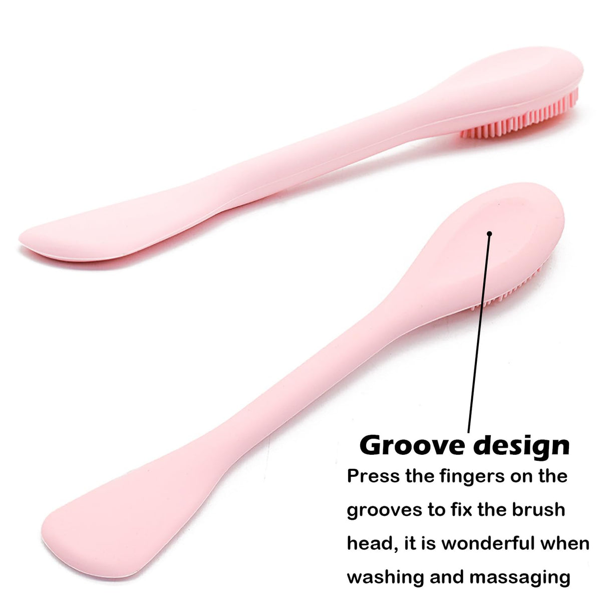 Facial Cleansing Brush, 2 in 1 Silicone Face Mask Brush & Face Scrubber, For Exfoliating, Massaging, Remove Blackheads, Makeup Skincare Removal, Applicator for Mud, Clay, Body Lotion, DIY Mask