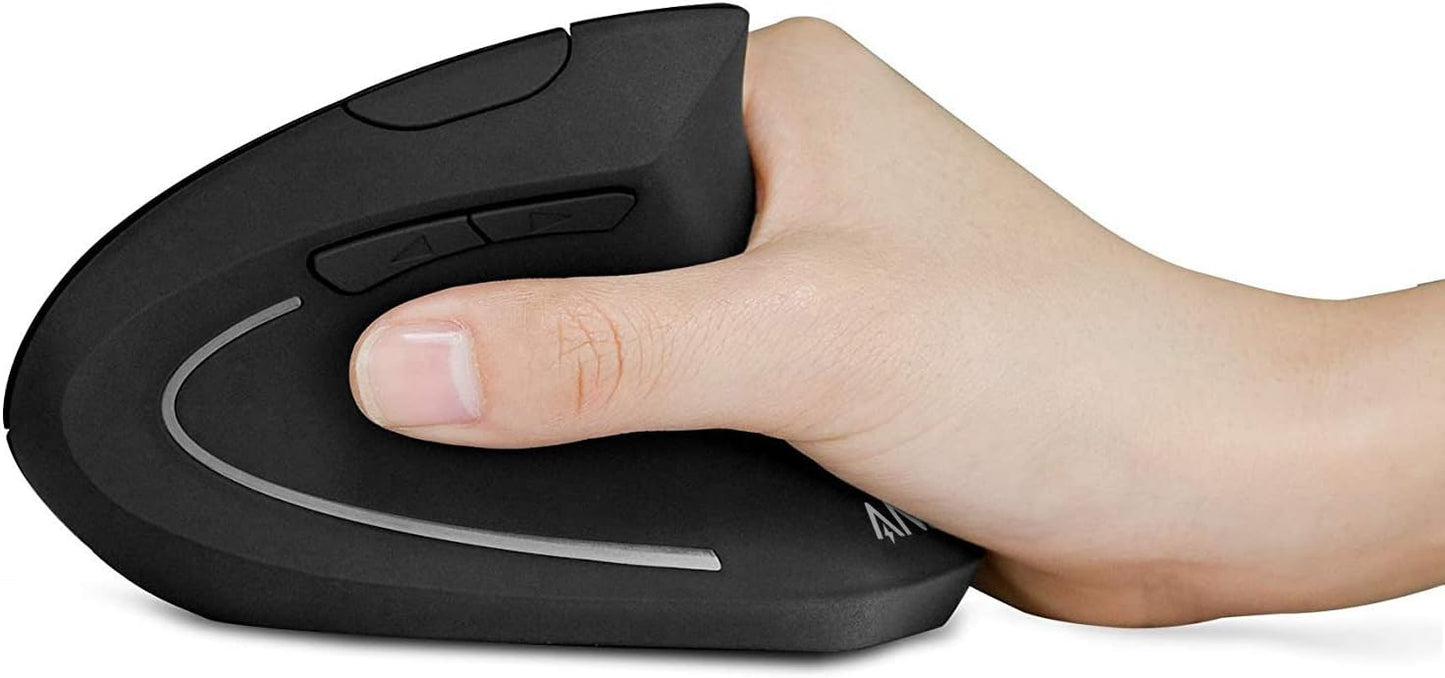 Anker 2.4G Wireless Vertical Ergonomic Optical Mouse for Work, Multi-Device Connectivity, 800/1200 /1600 DPI, 5 Buttons for Laptop, Desktop, PC, MacBook - Black