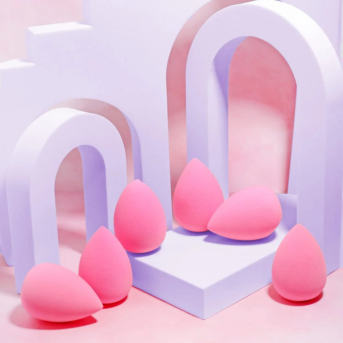 AOA Studio Latex-Free Makeup Sponge Set of 6, Super Soft for Powder, Cream & Liquid - Cart Shape