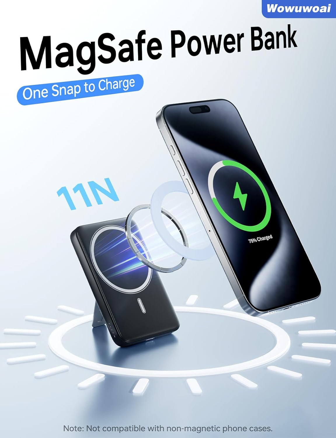 for Magsafe Portable Charger,10000mAh Wireless Magnetic Power Bank with USB C Charging and stand, Travel Essential for Magsafe Battery Pack Compatible with iPhone 17/air/16/15/14/13/12 Series