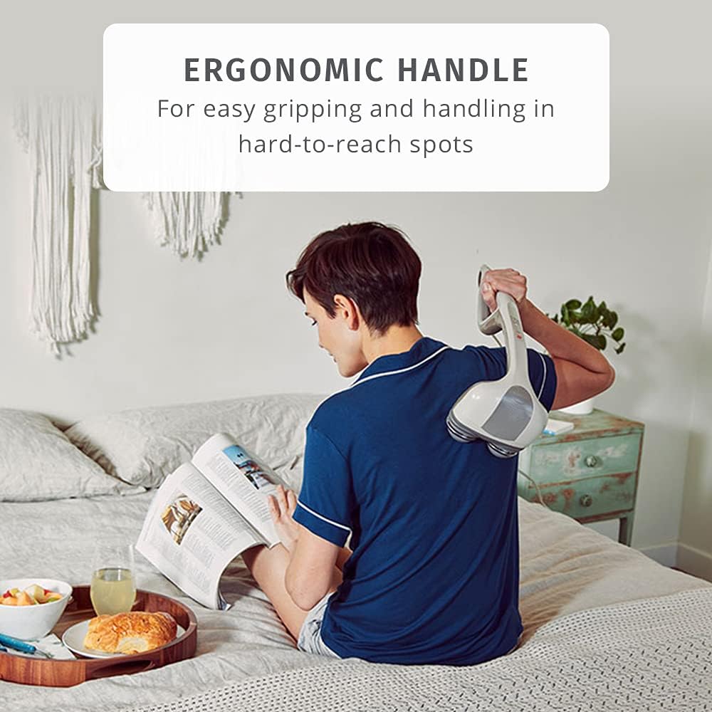 Homedics Back Massager - Heated Automatic Percussion Back, Body and Neck Massager with Dual Pivoting Heads, Interchangeable Nodes, for Shoulders, Legs and Feet, White