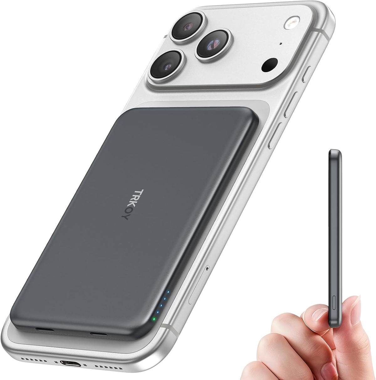 for Magsafe Portable Charger, 5000mAh Slim Wireless Magnetic Power Bank | Travel Essential for MagSafe Battery Pack with USB C Charging, Compatible with 17/16/15/14/13/12 Series (Graphite Gray)