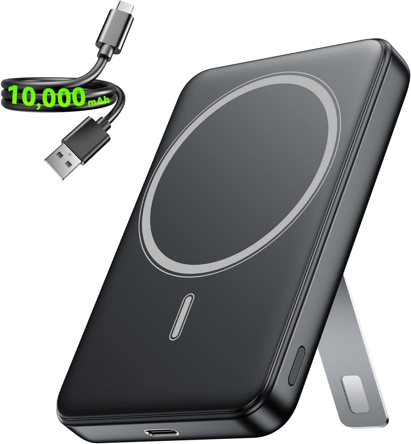 for Magsafe Portable Charger,10000mAh Wireless Magnetic Power Bank with USB C Charging and stand, Travel Essential for Magsafe Battery Pack Compatible with iPhone 17/air/16/15/14/13/12 Series