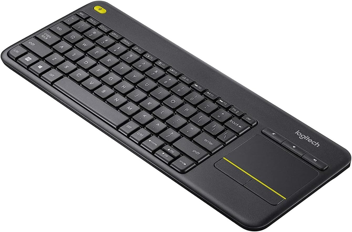 Logitech K400 Plus Wireless Touch TV Keyboard with Easy Media Control and Built-in Touchpad, HTPC Keyboard for PC-Connected TV, Windows, Android, ChromeOS, Laptop, Tablet - Black
