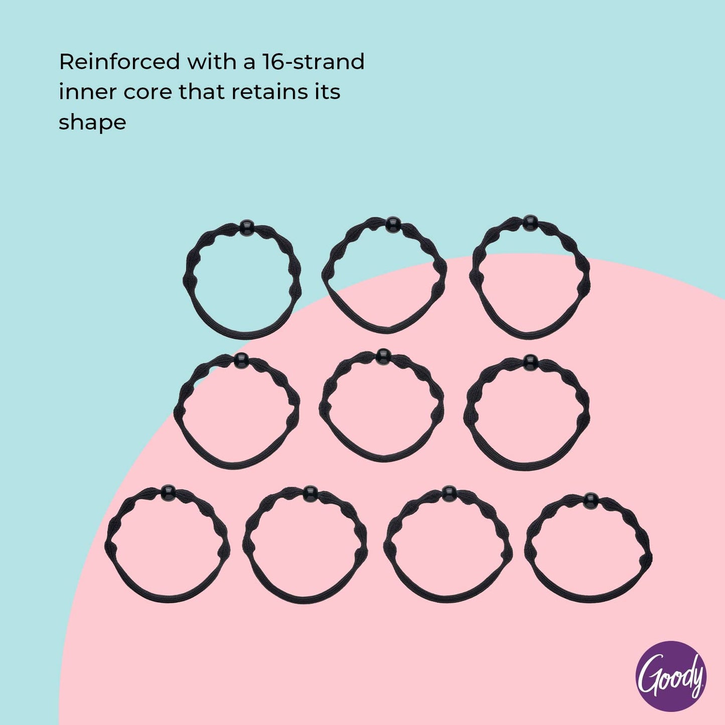 Goody Ouchless Forever Fine Hair Elastics - 10 Ct, Black, Damage-Free Bands, 3X Stronger Hair Ties, Retainable Shape, 16 Strand Inner Core, Hair Accessories for Women & Men