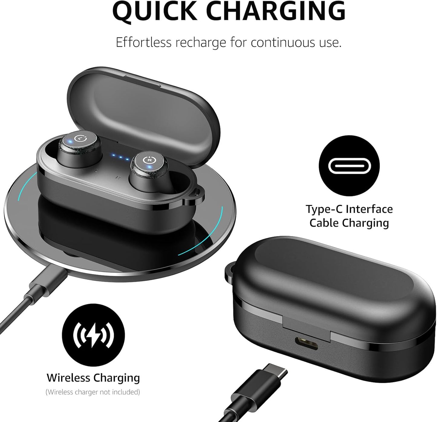 TOZO T10 Wireless Earbuds Bluetooth 5.3 Headphones, App Customize EQ, Ergonomic Design, 55H Playtime, Wireless Charging Case, IPX8 Waterproof Sound in-Ear Headset, New Version