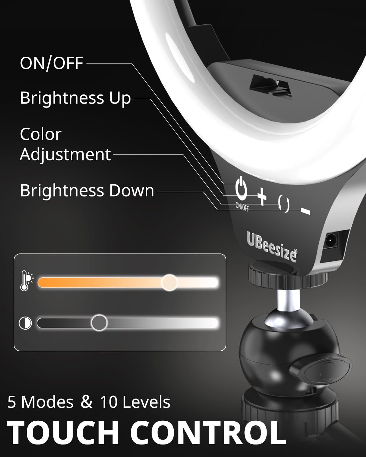 UBeesize 12" Desk Ring Light with Stand & Phone Holder - Adjustable Studio Light for Photography,Zoom Meetings, YouTube, TikTok, Live Streaming