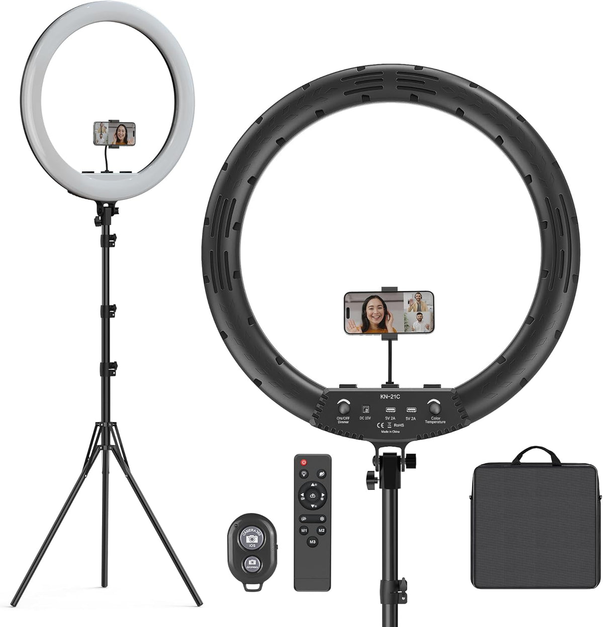 Hagibis 21 inch Ring Light with Stand Outer 55W 5600k Dimmable LED Light, Tripod Stand,and Phone Holder,Remote Controller,Carrying Bag ,CRI 97+ 2540lux, for Streaming Home Office Zoom Call Lighting