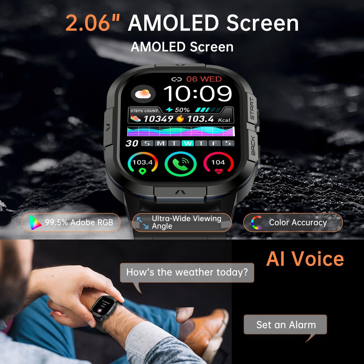 Smart Watch for Men – Fitness Tracker, Waterproof Military Digital Watch, Running & Sports, Answer Calls, Android & iPhone Compatible