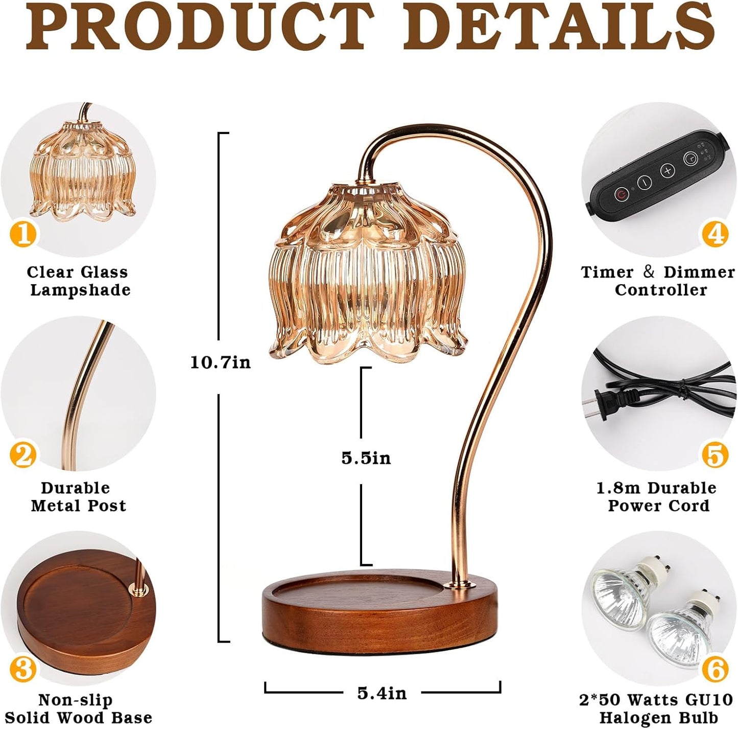 Flower Candle Warmer Lamp with Timer, Dimmable Candle Lamp Warmer, Birthday Gift for Women Mom, House Warming for New Home Decor, Lotus Wax Melt Warmer for Jar Candles