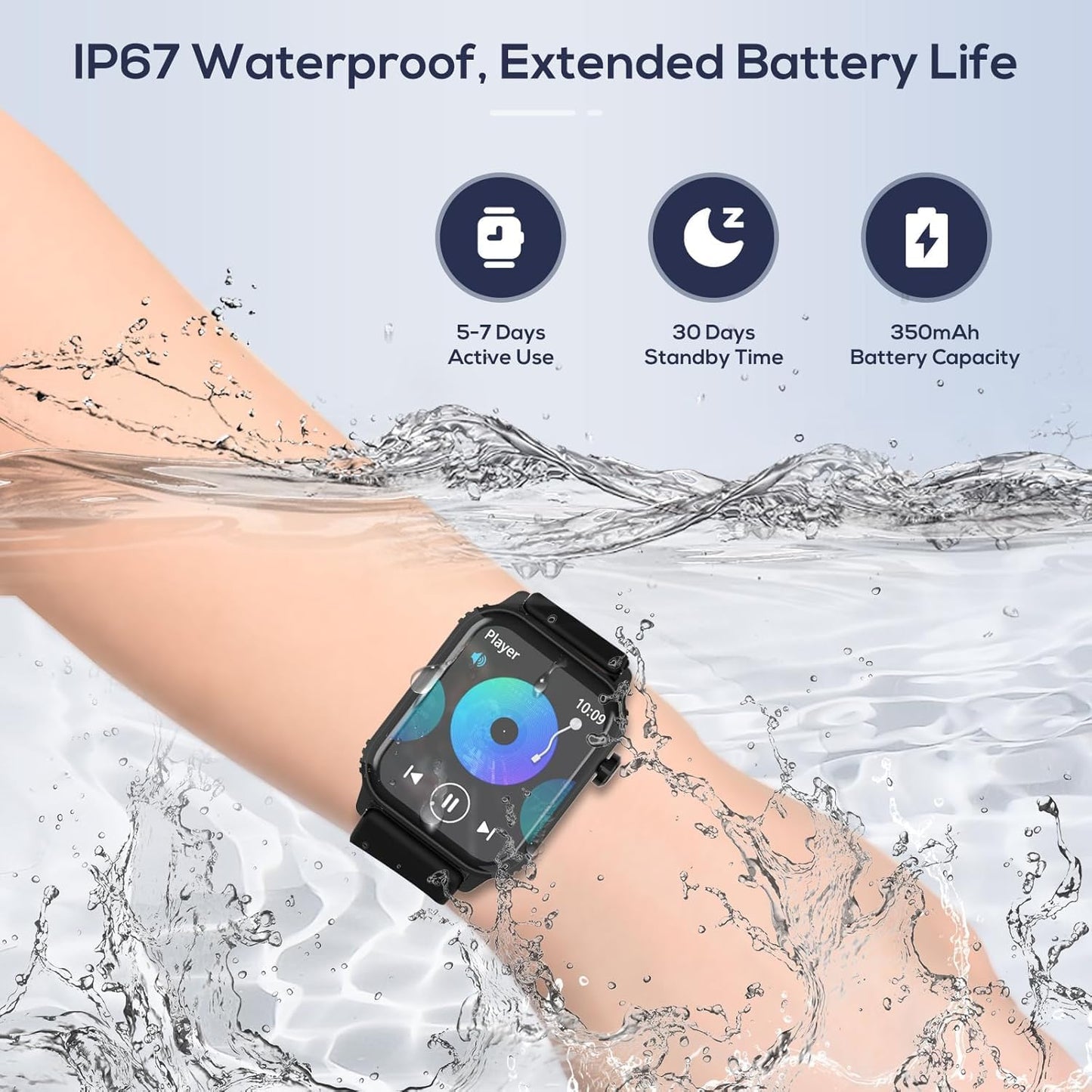 TRAUSI Smart Watch for Men, 120 Sports Modes Smartwatch with 1.83" HD Touchsreen, IP67 Waterproof, Sleep Monitor, Bluetooth Call & Music Control Fitness Watch for Android/iPhone (Black)