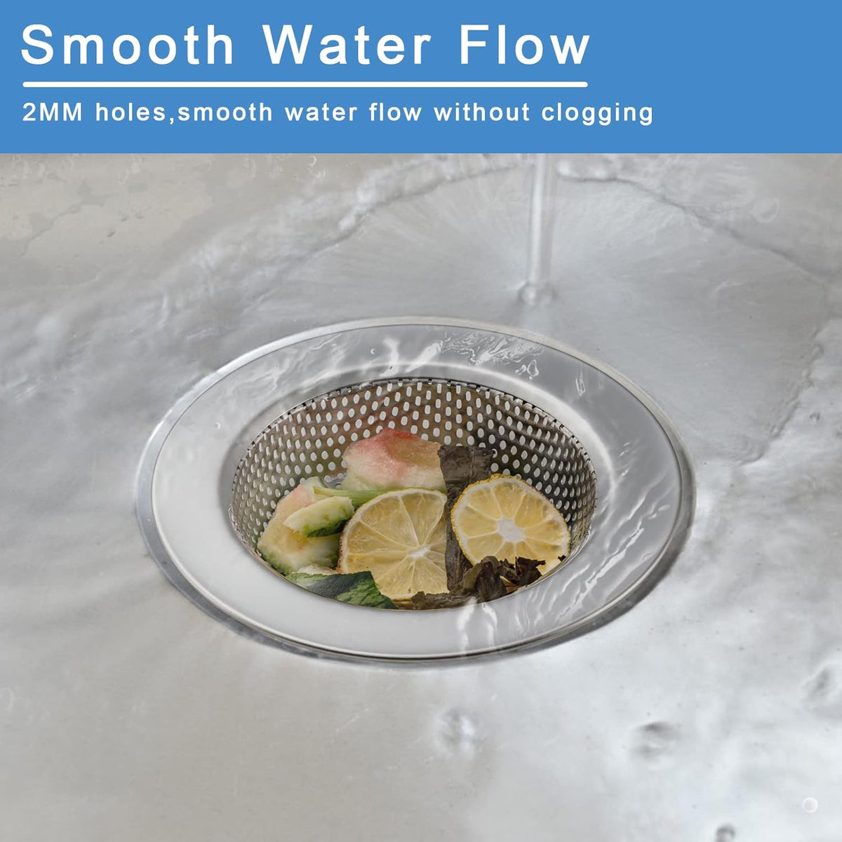 2 Pcs Sink Strainer for Most Kitchen Sink Drain Basket, Upgraded Double-Layer Safe Design Kitchen Sink Strainer (Outer Diameter 4.5 Inch)