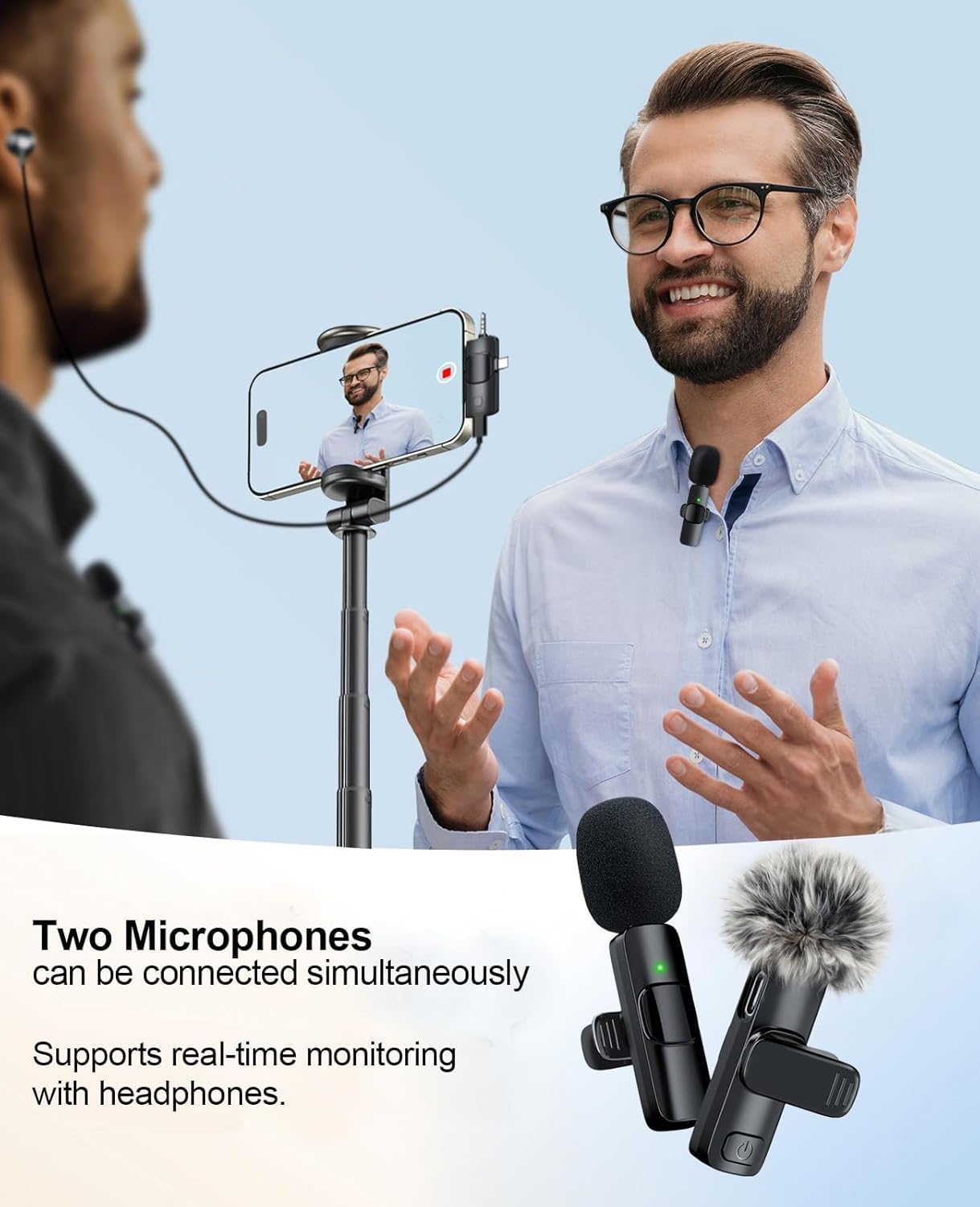 3-in-1 Wireless mic for iOS/Android/Camera