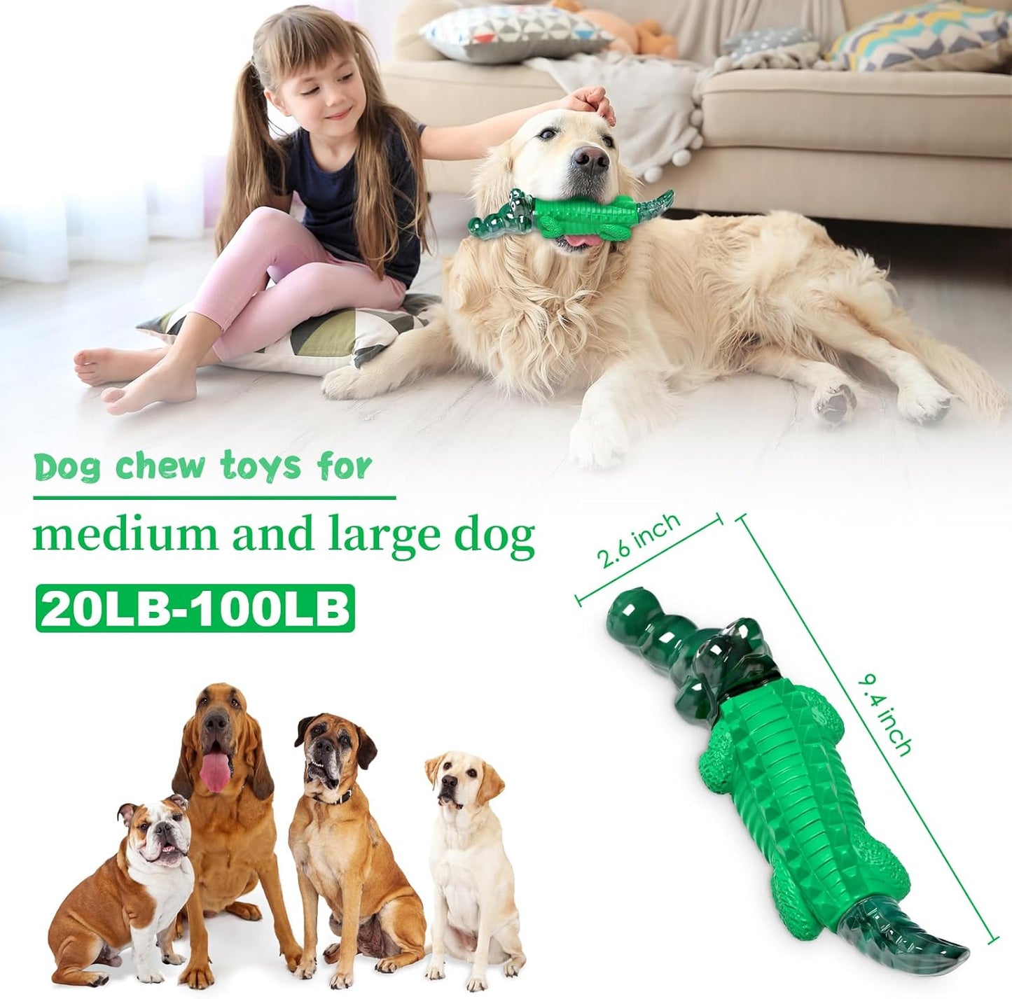 Dog Chew Toys for Aggressive Chewers -Indestructible Dog Toys for Large Dogs to Reduce Pet Anxiety and Boredom for Small, Medium, Large Breed
