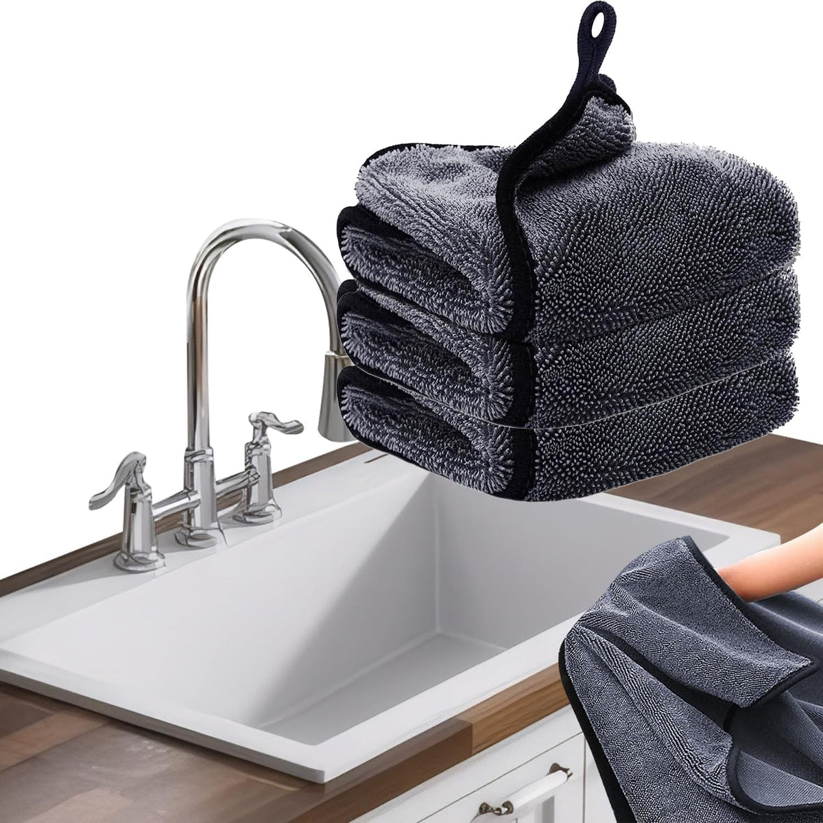 Shiny Bath Wipes Cleaning Cloths,3pcs Shiny Bath Drying Towels,Shower Doors Drying Towels,16*16" Streak Free Glass Window Car Mirror Super Absorben Microfiber Cleaning Cloths (3pcs grey 16*16″)