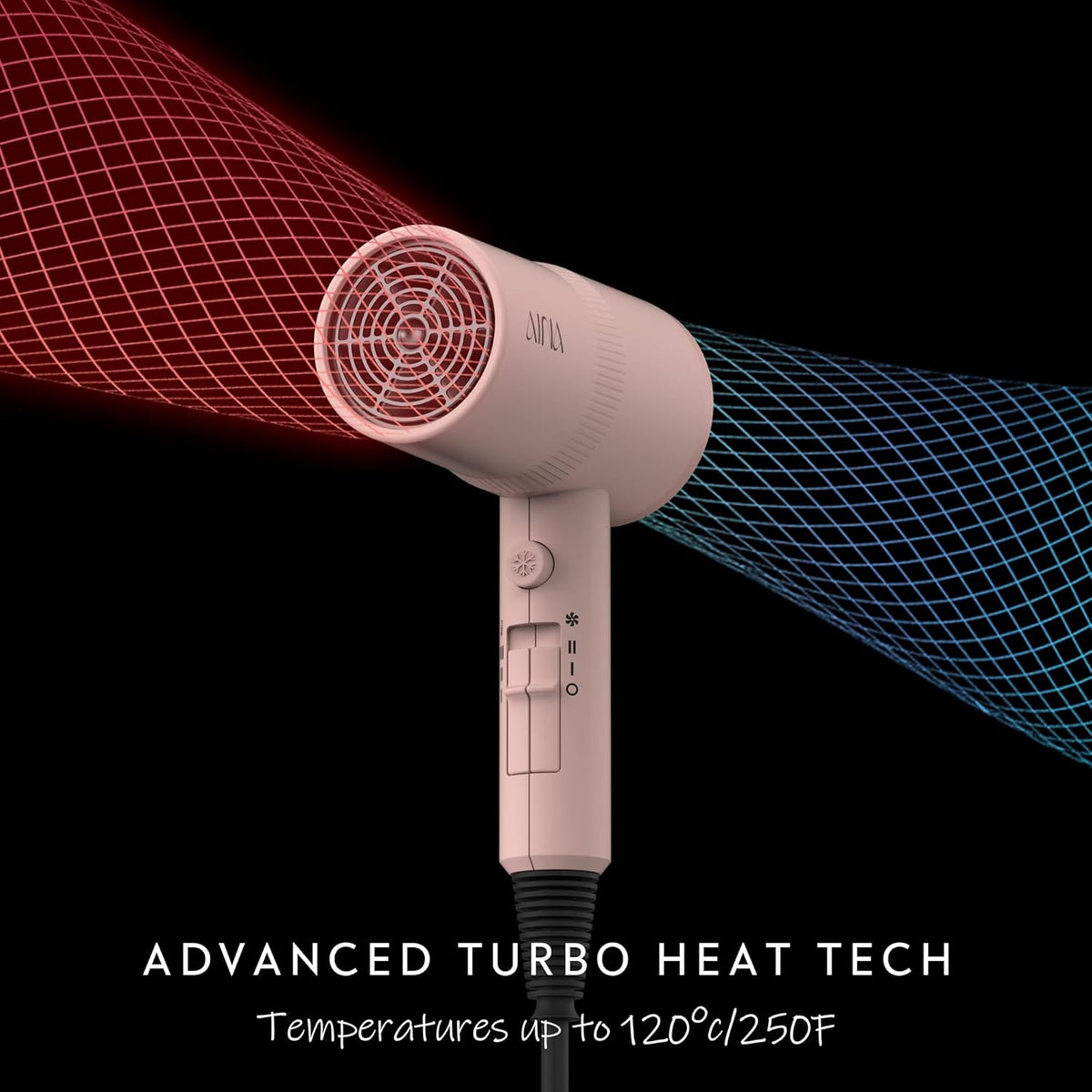 AINA Ionic Hair Dryer with Diffuser, Ceramic Blow Dryer with Cold Shot & Turbo Heat (Babe Pink)