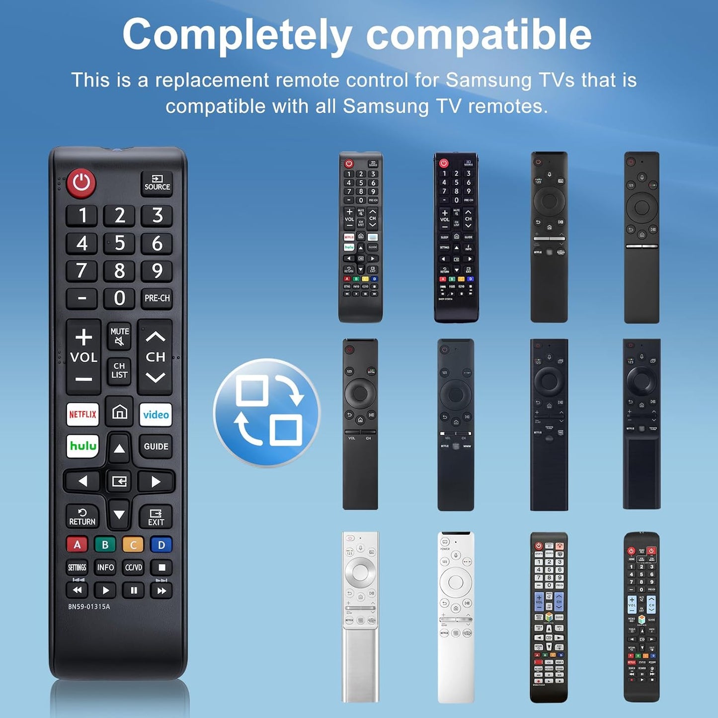 Universal Replacement Remote for Samsung TV, Pack of 2 Compatible with Samsung Smart LED LCD HDTV