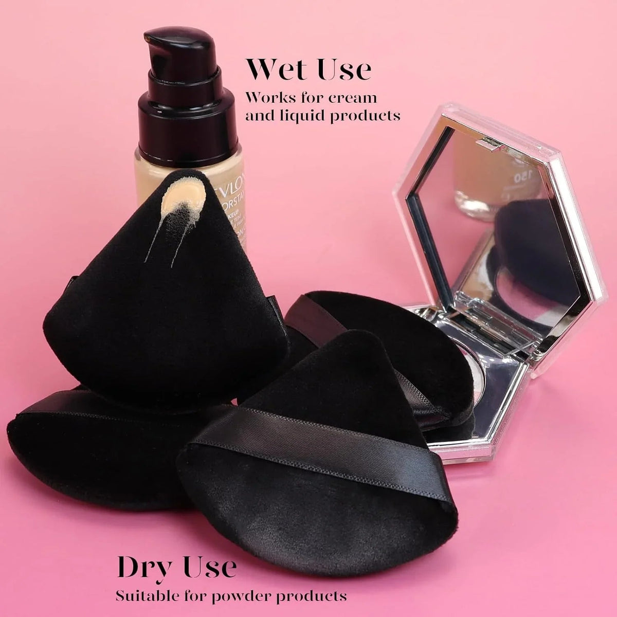 BEAKEY 12pcs Triangle Powder Puffs for Loose Powder & Foundation Makeup - Cart Shape