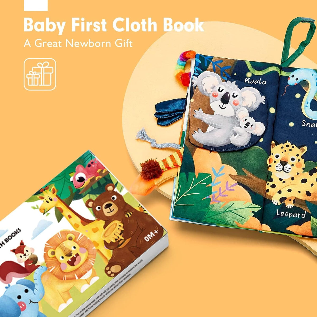 hahaland Baby Books 0-6 Months,Infant Tummy Time Toy Sensory Toys 6 to 12 Months Touch Feel Book Travel Toy Gifts for Boy Girl 0-3 Month Baby Shower Valentine Birthday Easter Basket Stuffers (Single)