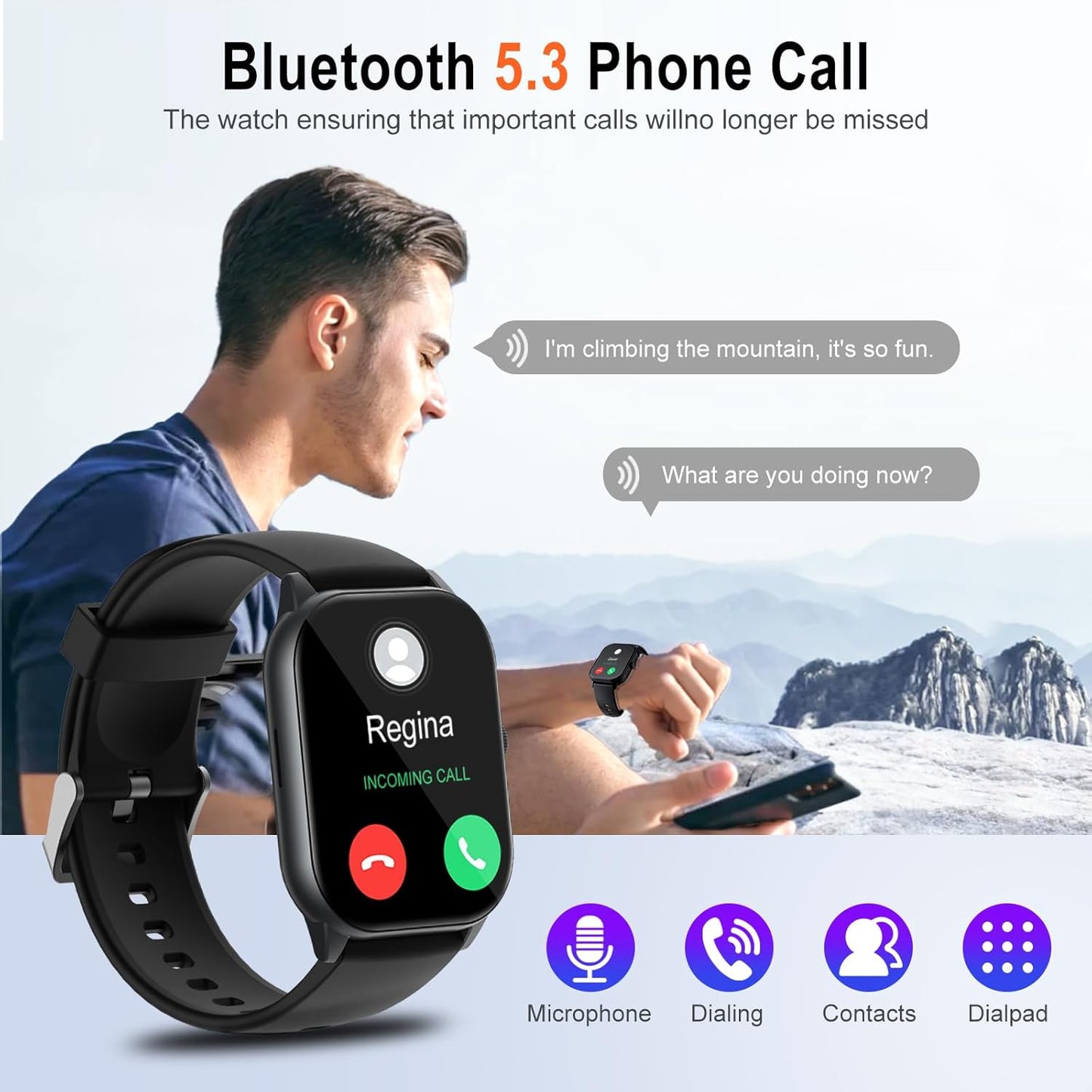ISKOVI 1.91" Smart Watch,Fitness Tracker,Smart Watches for Men and Women with Message Call Function,120+ Sport Modes, IP68 Waterproof,24 Hours Heart Rate/Sleep Monitor,for Android/iOS