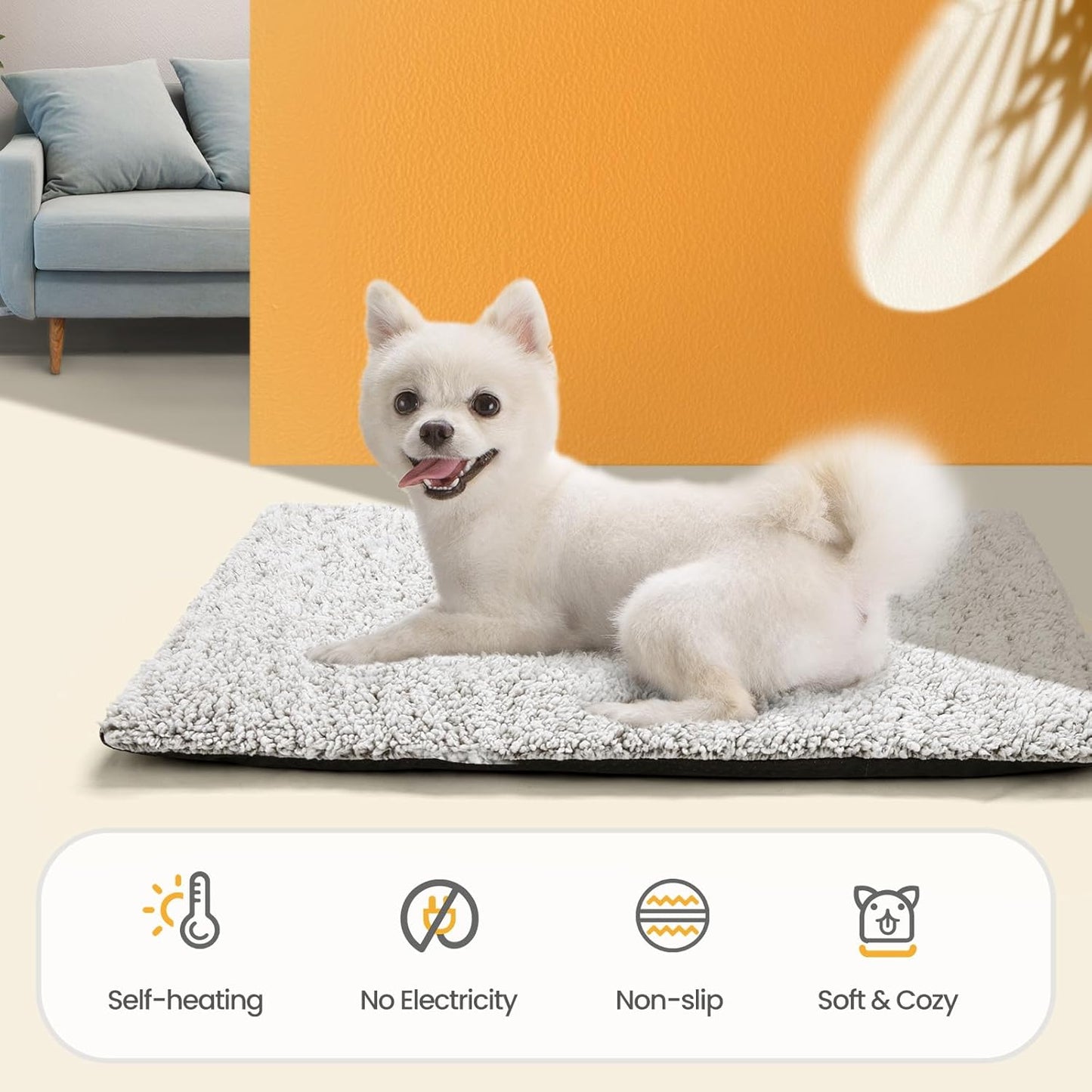 Self Warming Cat Bed Self Heating Cat Dog Mat 24 x 18 inch Extra Warm Thermal Pet Pad for Indoor Outdoor Pets with Removable Cover Non-Slip Bottom Washable Non Electric