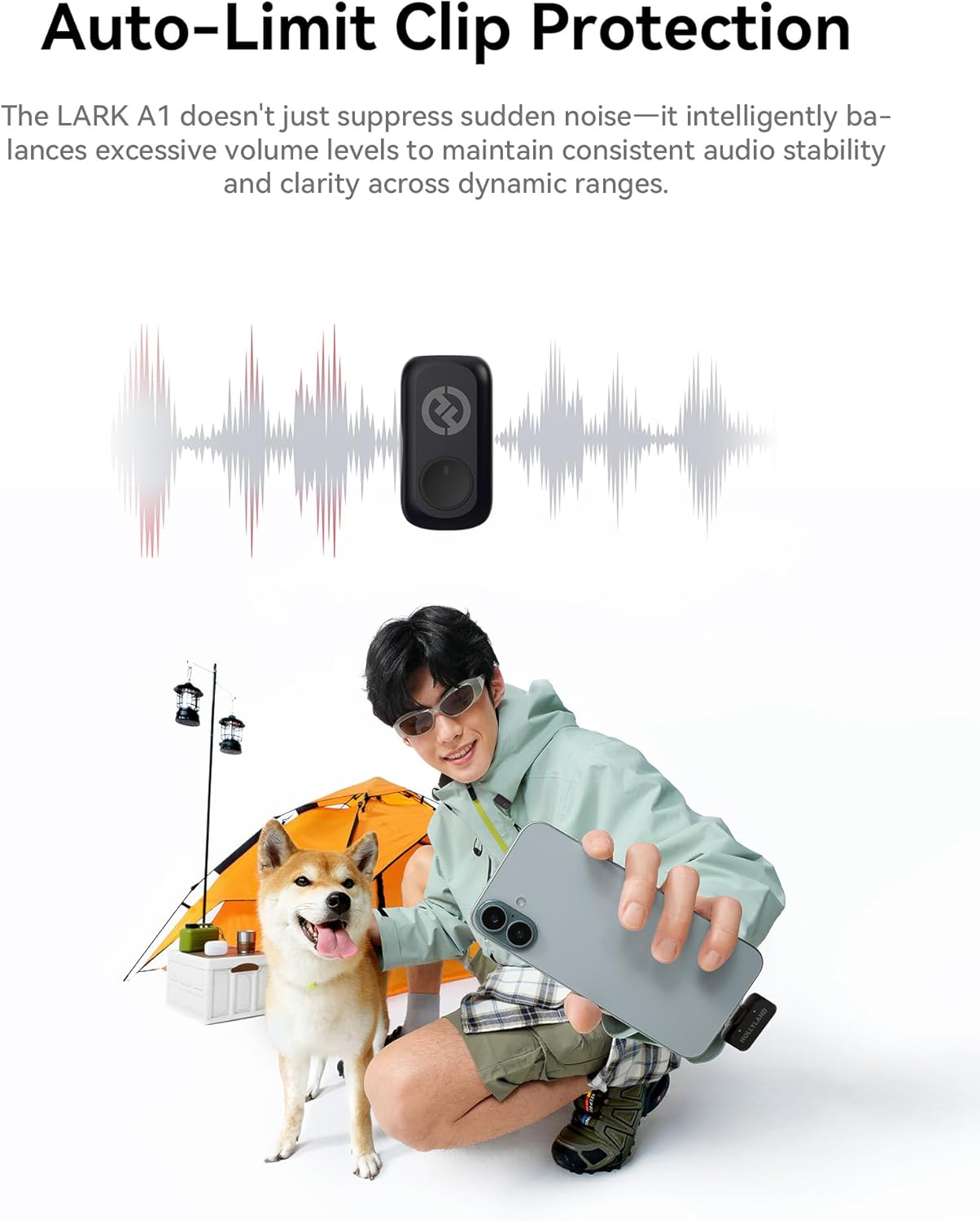 Hollyland Lark A1 Wireless Microphone for iPhone & Android, 48kHz/24-bit Studio Audio, 3-Level Noise Cancellation, 200m Range, Magnetic Mini Mic for Video Recording & Live Streaming (2TX + USB-C RX)