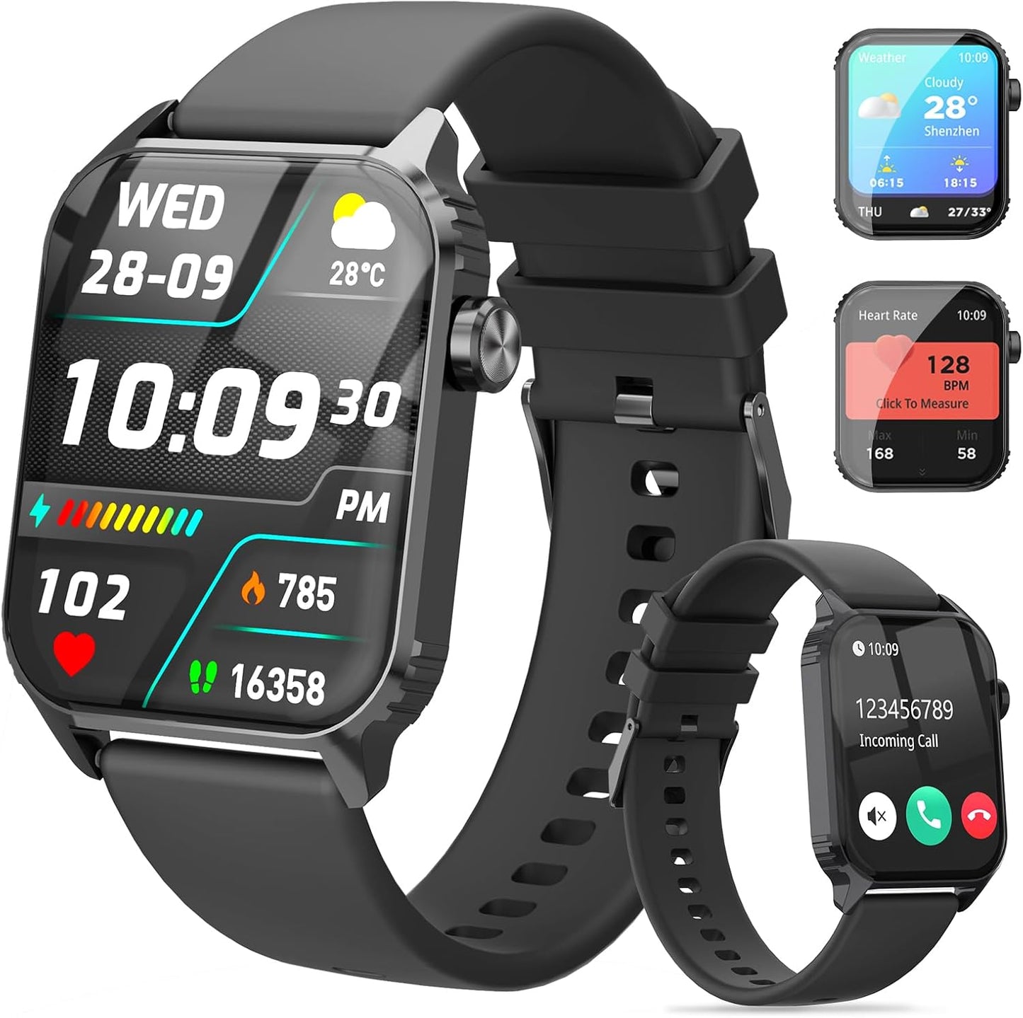 TRAUSI Smart Watch for Men, 120 Sports Modes Smartwatch with 1.83" HD Touchsreen, IP67 Waterproof, Sleep Monitor, Bluetooth Call & Music Control Fitness Watch for Android/iPhone (Black)