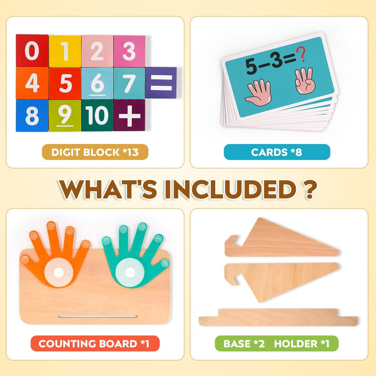Preschool Learning Toys for Toddlers 2-4, Educational Math Manipulatives Number Counting Blocks for Kids, Montessori Toys for 3-5 Year Old Boys Girls Birthday Gifts