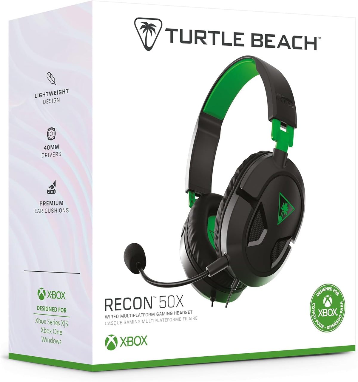 Turtle Beach Recon 50 Xbox Gaming Headset – Officially Licensed for Xbox Series X|S, Xbox One, and Windows PCs with 3.5mm – Also works with PS5, PS4, and Mobile Devices, Removable Mic, 40mm Speakers