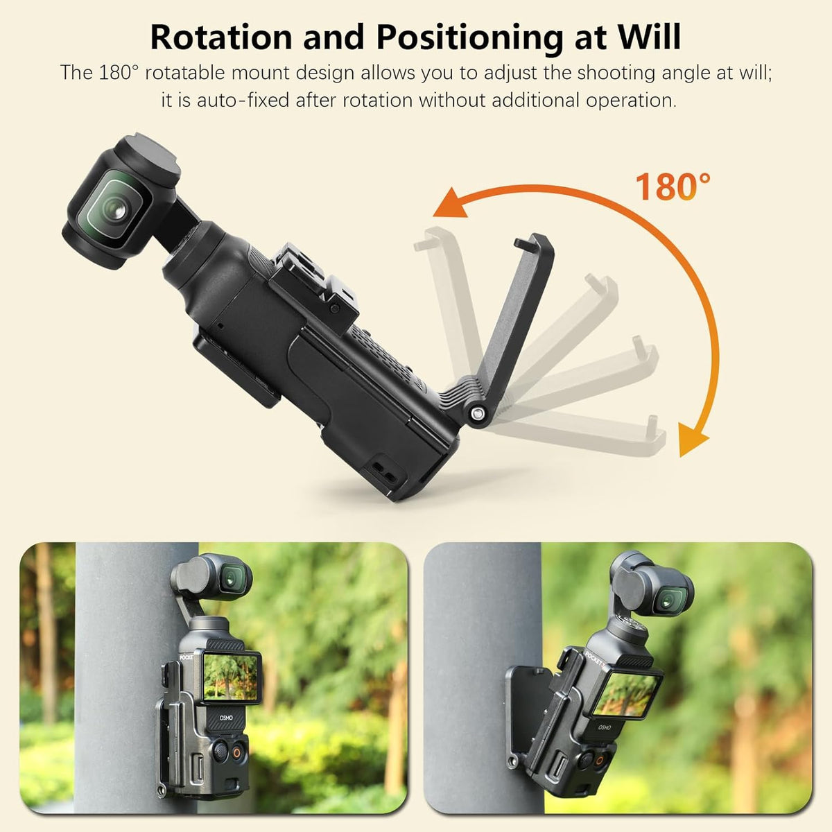 AMAZEAR Magnetic Mount Stand Compatible with DJI Osmo Pocket 3, Upgraded Pocket3 Accessories Adapter Clamp Magnet Suction Case Holder on Desktop, Vertical Surface, 180° Adjustable Handle, Black
