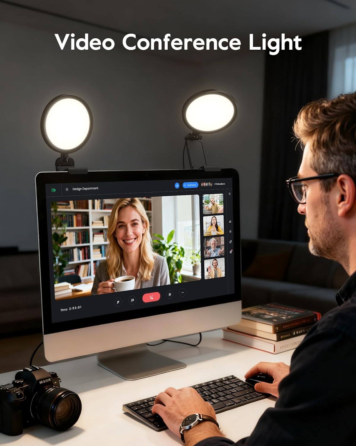 Computer Zoom Lighting for Video Conference, 5" Eye-Caring Ring Light with 50 Modes CRI>97.8, 3000K-6500K for Video Recording/Streaming/Selfie, Desk Lights for Phone/Laptop/Webcam/Monitor