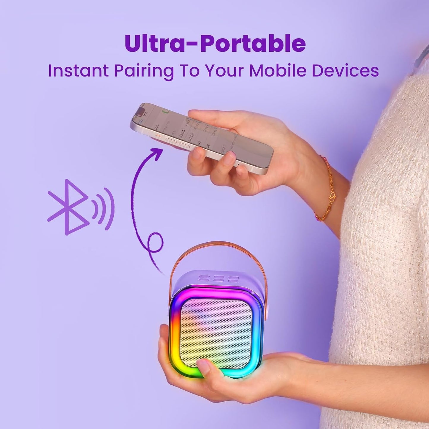 IROO Mini Karaoke Machine for Kids, 2026 TOP Toys Birthday Gifts Ideas for Girls Ages 4, 5, 6, 7, 8, 9, 10, 12+ Years Old, Portable MP3 Player with 2 Wireless Mics for Party