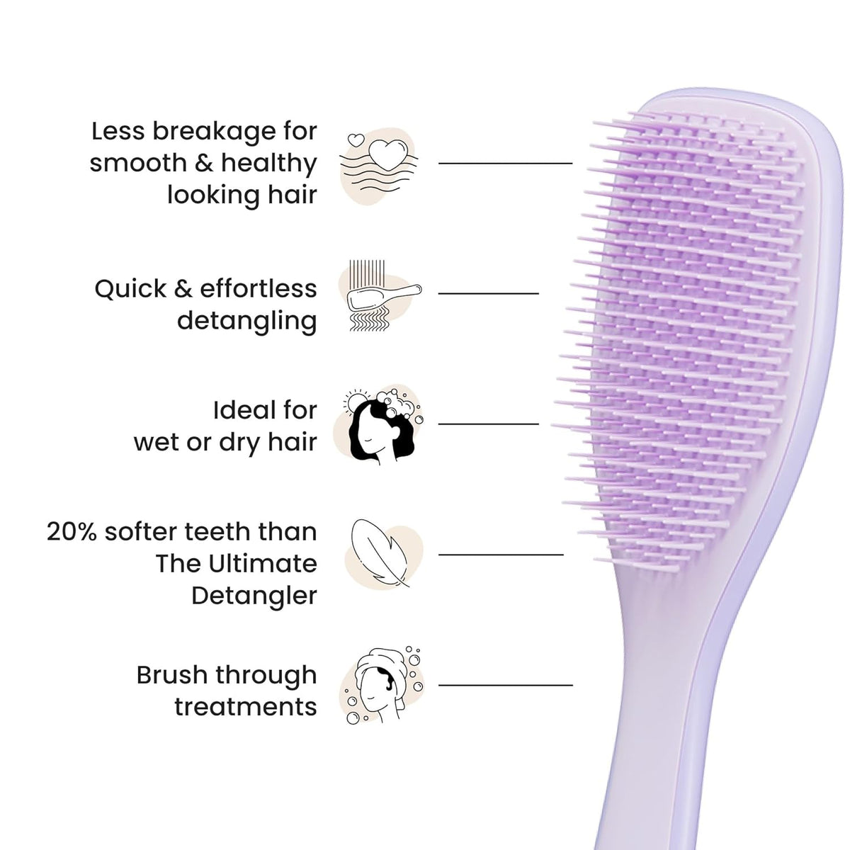 Tangle Teezer Fine & Fragile Ultimate Detangler Brush, Dry & Wet Hair Brush to Detangle & Reduce Breakage, Hypnotic Heather