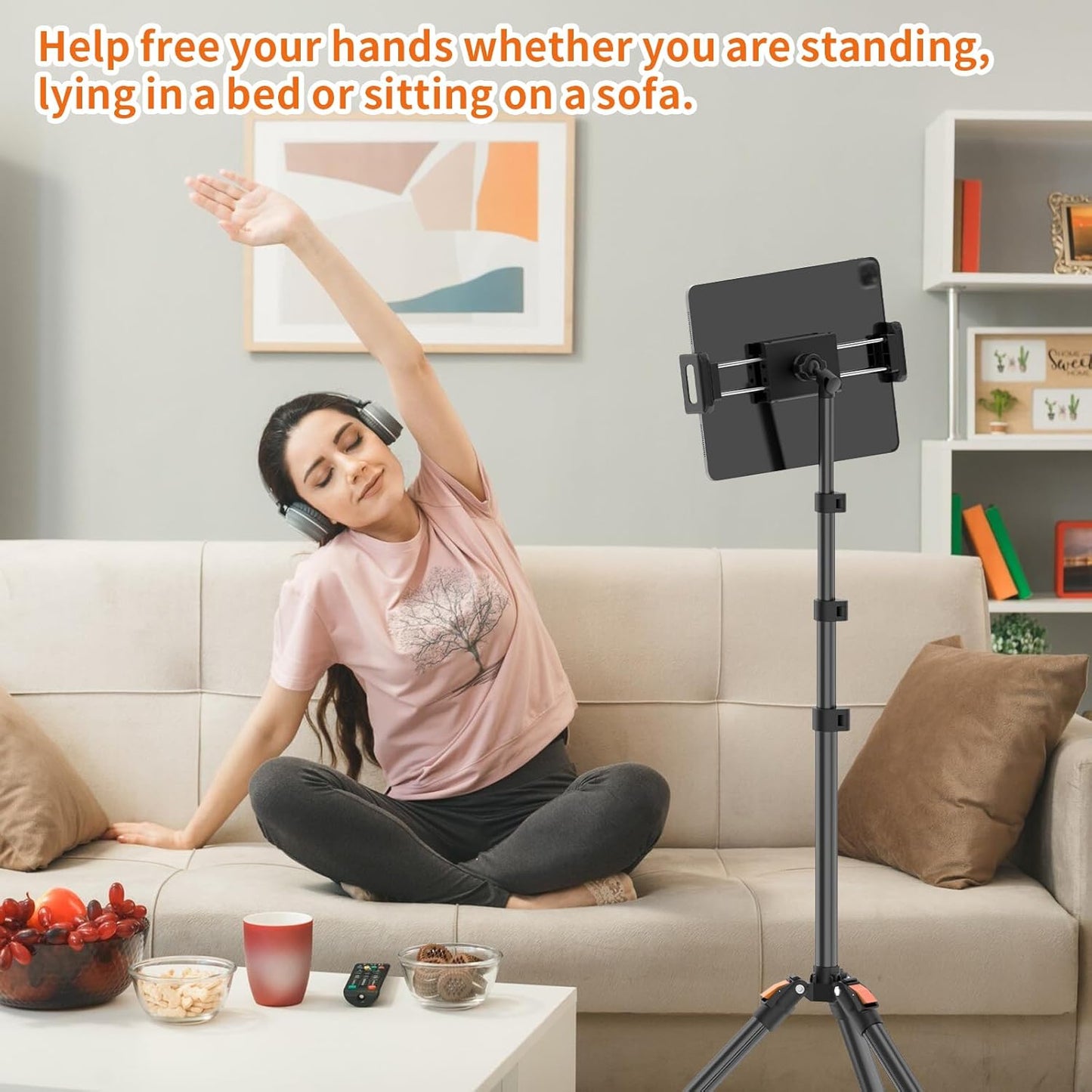 XXZU 72in Tablet Floor Stand Tripod,Tablet Stand Floor with 360° Ball Head,Height Adjustable Floor Stand Holder with Case,Tall Tripod