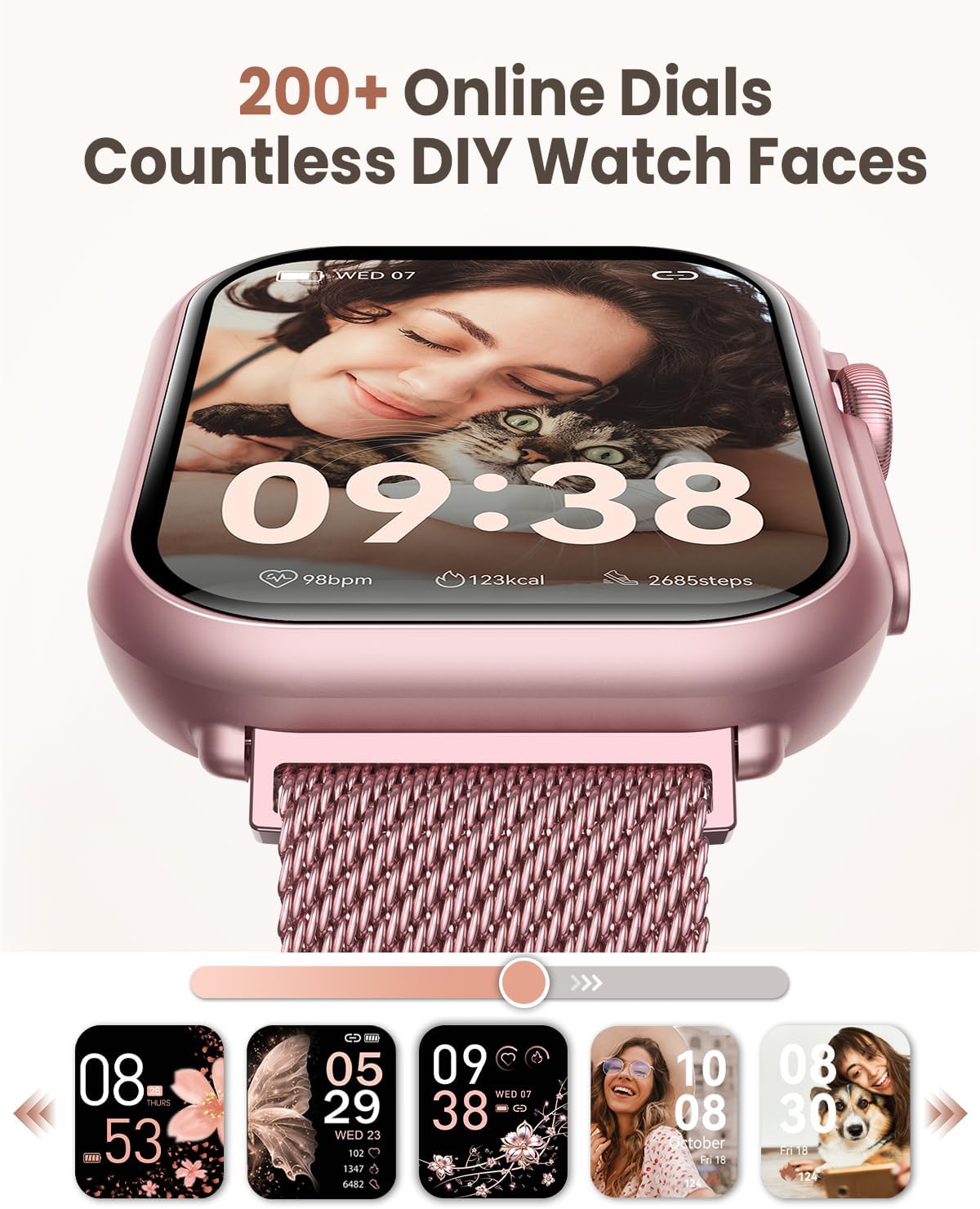Smart Watches for Women (Android/iPhone), 1.83" HD Smart Watch with Calls/Messages/Notifications, Sleep/Heart Rate/SpO2/Blood Pressure Monitor, 110+ Sports Modes Fitness Tracker Watch, 1000mAh Battery