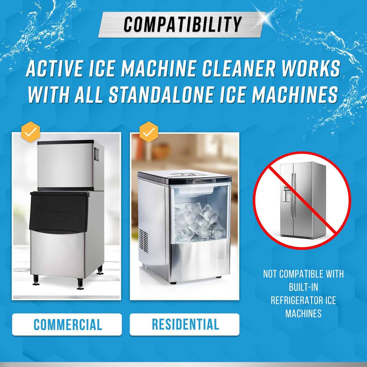 ACTIVE Ice Machine Cleaner Maker Descaler - 24 Clean Tablets Compatible with Frigidaire, Opal, GE Profile, Kitchenaid, Nickel Safe Scale Remover for Countertop, Nugget Ice Makers - Bulk 1 Year Supply