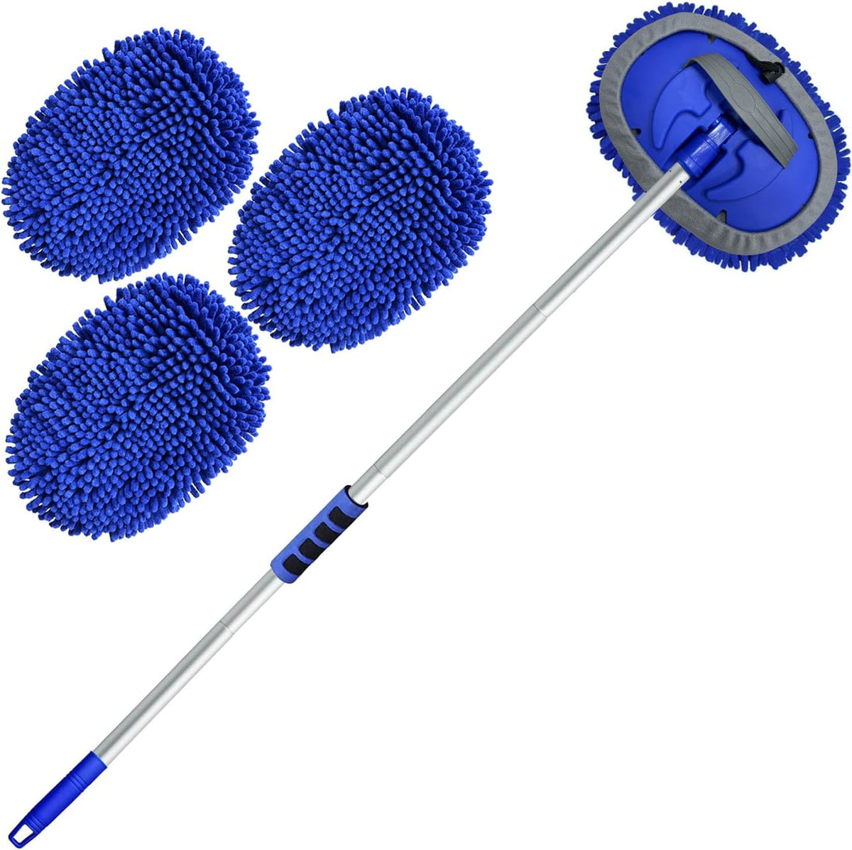 Wontolf 62'' Car Wash Brush Kit with Long Handle, Chenille Microfiber Car Wash Mop Mitt Scratch-Free Car Detailing Cleaning Brush Care Kit Car Cleaning Supplies for Cars RV Truck Boat