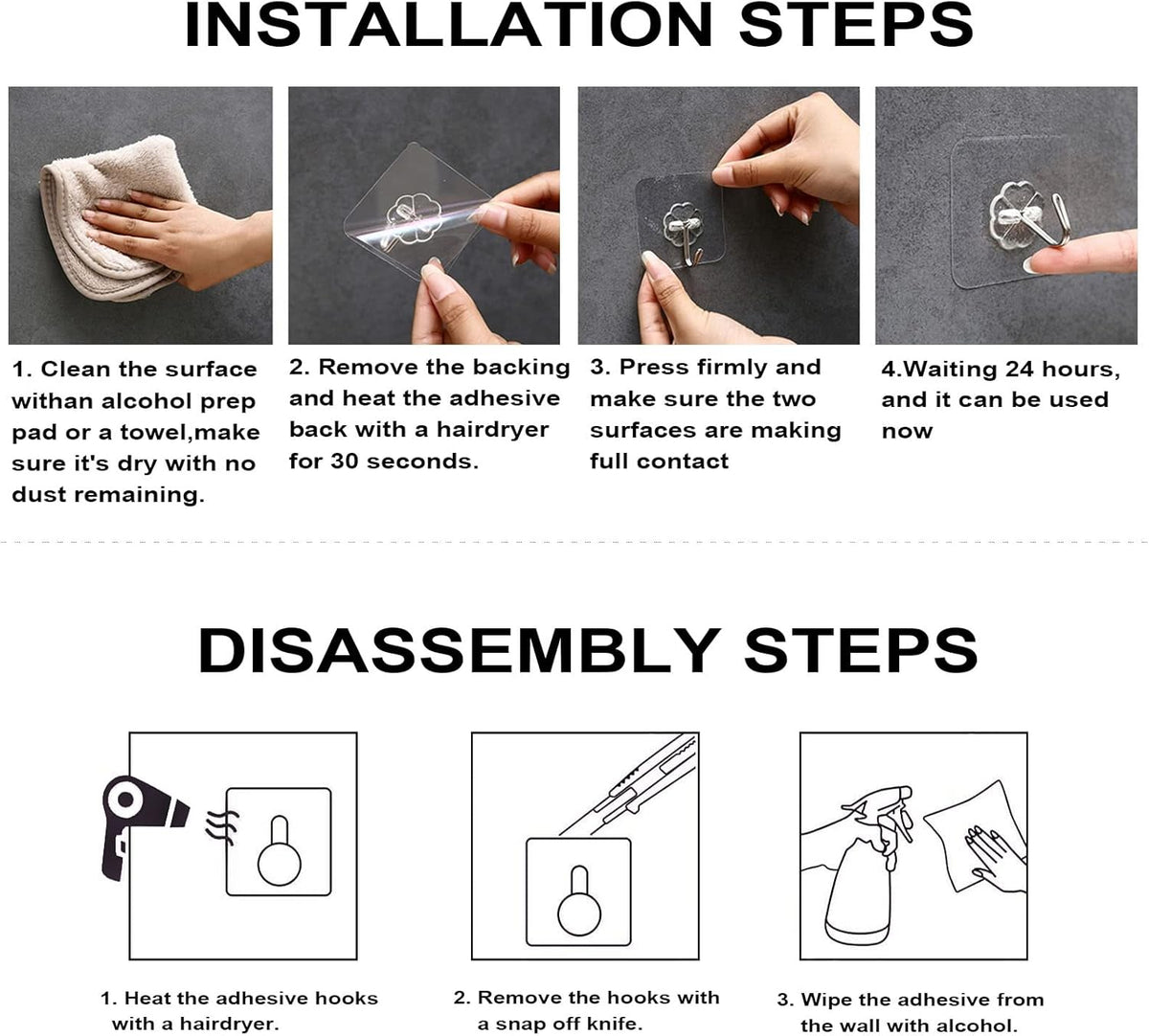 ZESLMG Adhesive Wall Hooks for Hanging, 16 Pack Self Sticky Hooks Heavy Duty 22lb Clear, Removable Shower Hook No Damage for Towel Key Coat Wreath Picture Outdoor Ceiling Bathroom Kitchen, Waterproof