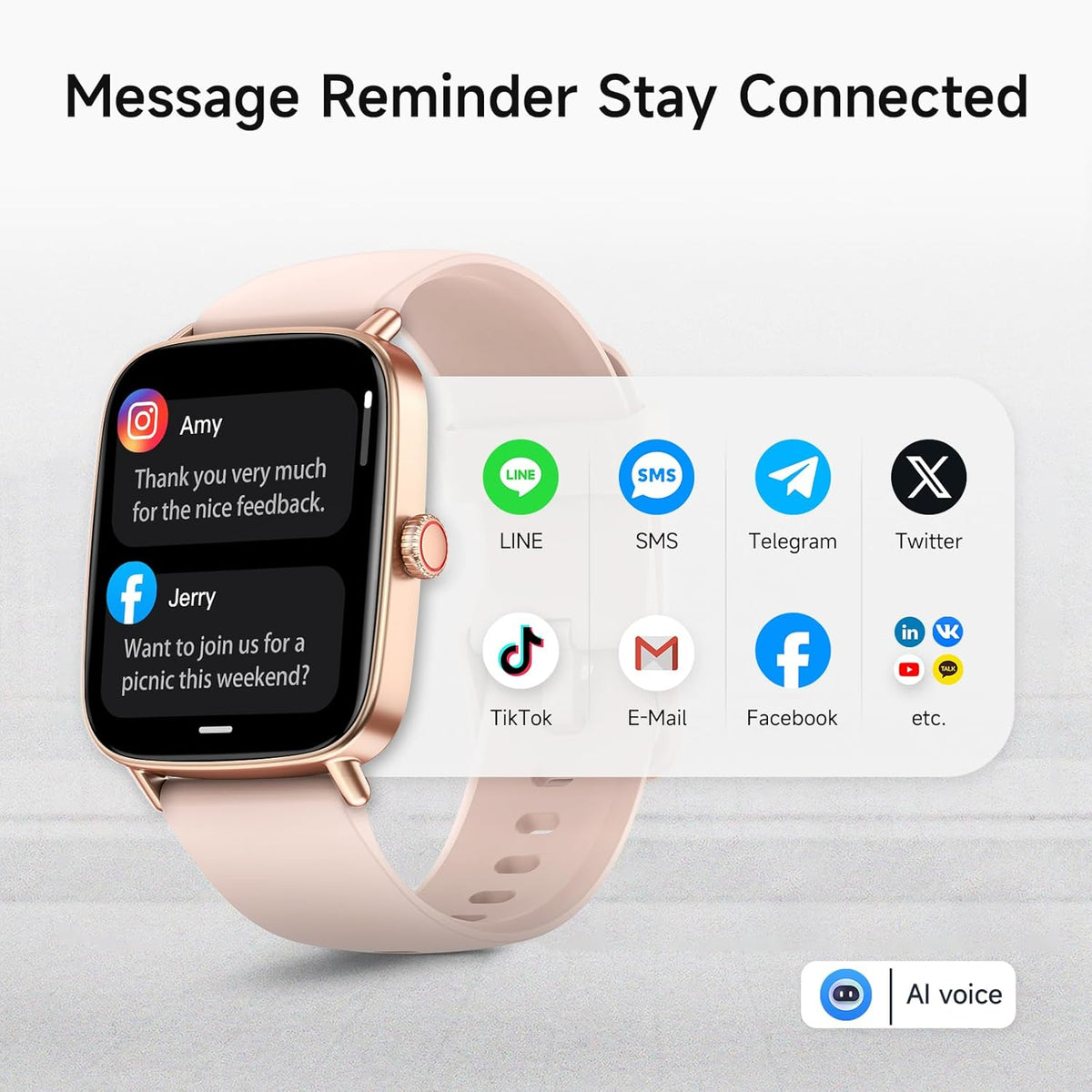 Smart Watch for Women, 1.85" HD Smartwatch Compatible iPhone/Samsung/Android (Answer/Make Calls), 100+ Sport Modes Fitness Tracker with Heart Rate/Sleep/SpO2 Monitor, IP68 Waterproof, with 2 Bands