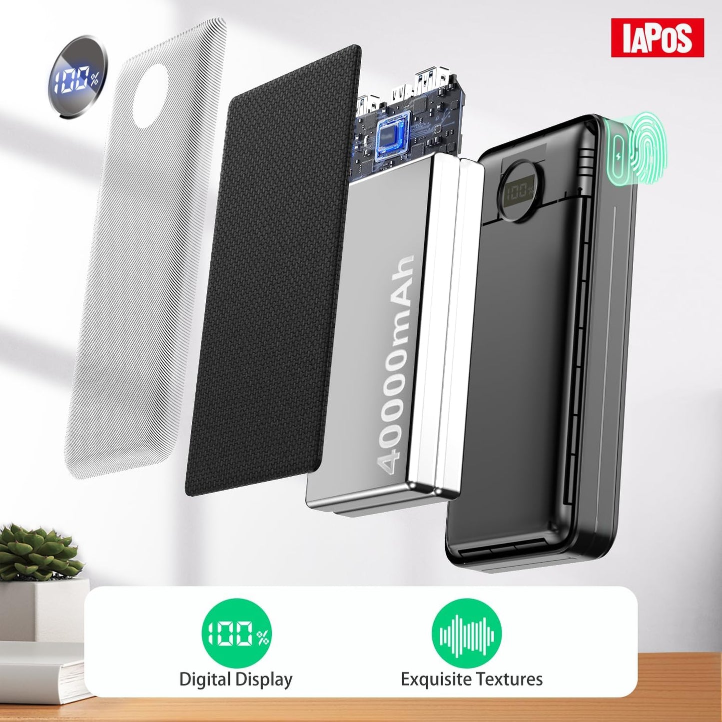 Portable Charger 40000mah Power Bank, USB-C (22.5W) Fast Charging Battery Pack Portable Phone Charger for iPhone 16 Pro/16/15/14/13 Series, Android Samsung Galaxy, Battery Bank for Travel Camping