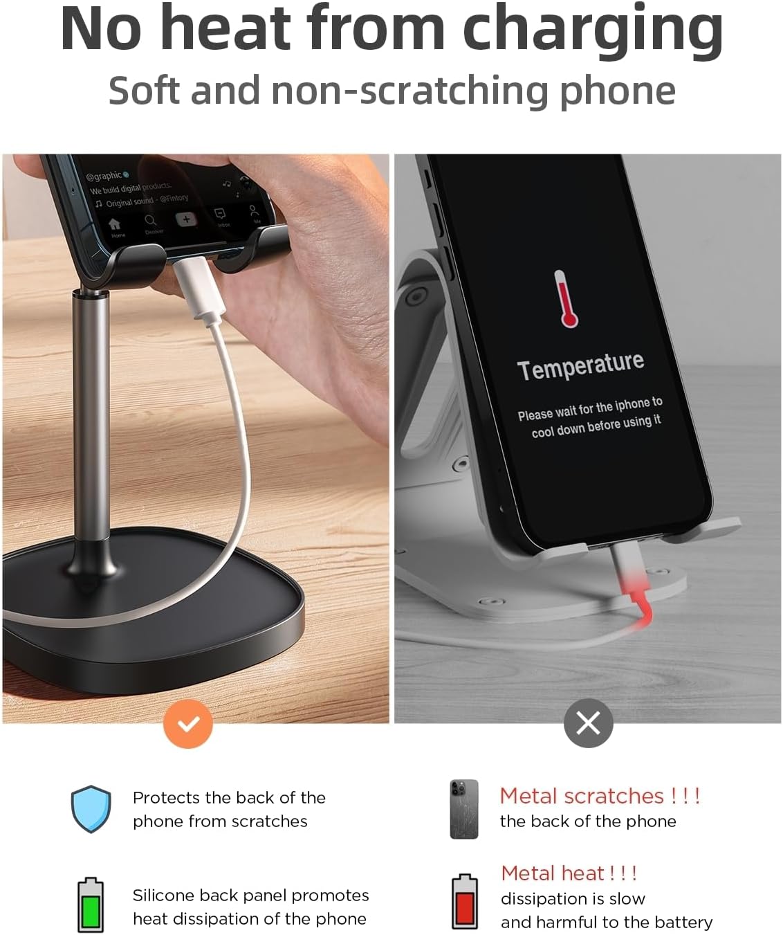 LISEN Cell Phone Stand Adjust for iPhone Phone Holder for Desk Recording, Gifts Women Office Desk Accessories PC Gaming Essentials Kitchen Gadgets Fit OtterBox Case Switch iPad Air Tablet 4-10 in